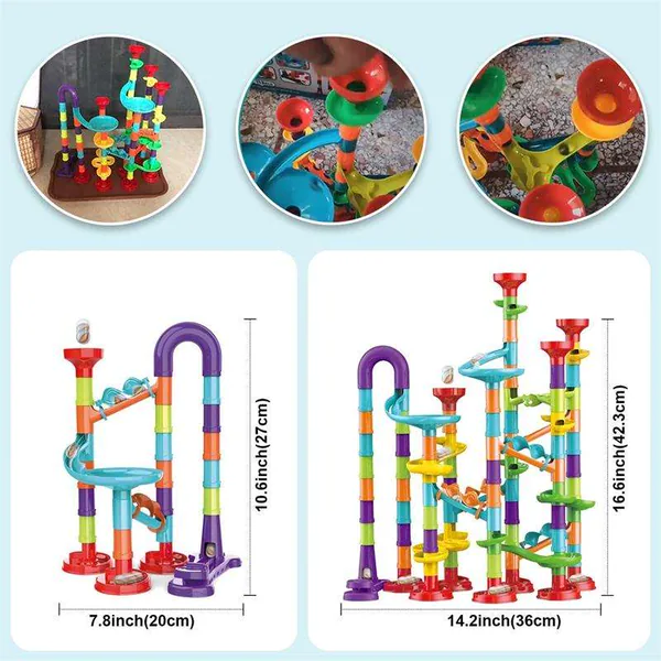 TBS-198230 3D STEM Marble Run Race Track for Kids 113pcs Maze Game DIY