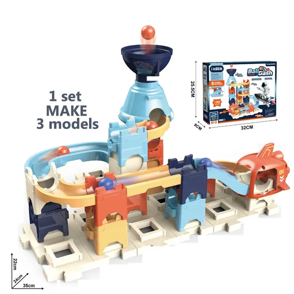 Building Block Ejection Ball Run with 3 Changeable Shapes