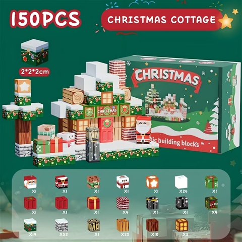 Bloquelandia Christmas Cottage – Set de Bloques Magnéticos Navideños (20 piezas)