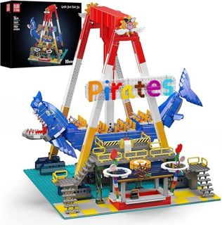 Pirate Ship Sports Theme Building Set Shark Swing Boat Motor