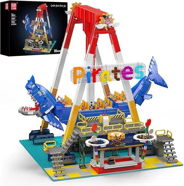 Pirate Ship Sports Theme Building Set Shark Swing Boat Motor