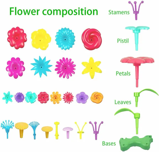 2024 148pcs DIY Stem Stacking Flower Building Blocks