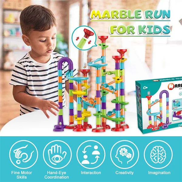 TBS-198230 3D STEM Marble Run Race Track for Kids 113pcs Maze Game DIY